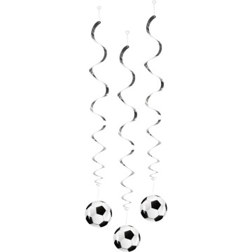 Lot de 3 guirlandes Spirale Football 85 cm