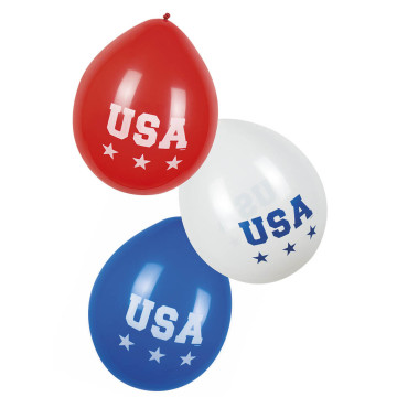 Lot de 3 ballons USA bleu blanc rouge D 25 cm