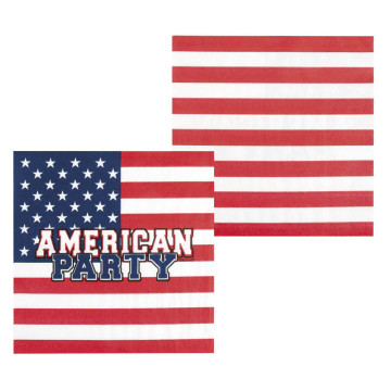 Lot de 12 serviettes USA en papier 33 x 33 cm