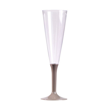 Lot de 10 flûtes à champagne en plastique réutilisable gris