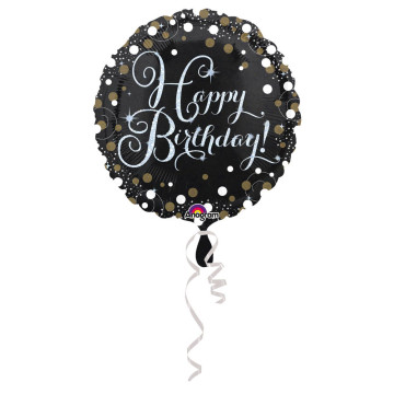 Ballon Sparkling Celebration noir Happy Birthday