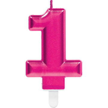 Bougie anniversaire Chiffre 1 rose