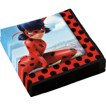 Lot de 20 serviettes en papier Miraculous 33 x 33 cm