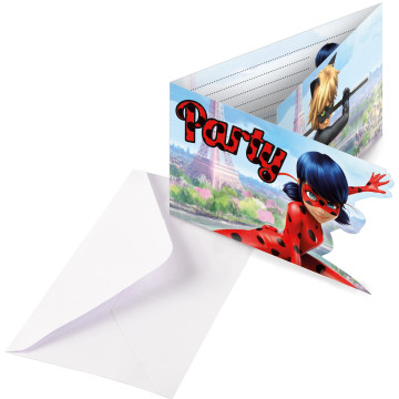 Lot de 8 cartes invitation avec enveloppe Miraculous