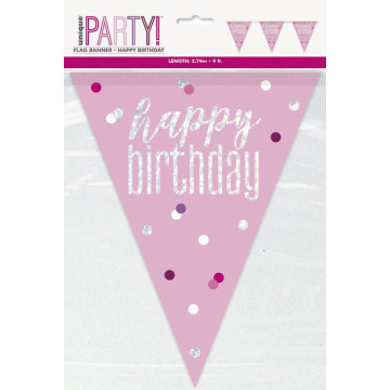 Guirlande fanions joyeux anniversaire rose gold