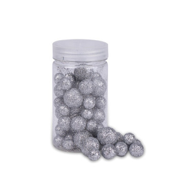 Lot de 70 Boules Noël polystyrène Pailleté Argent