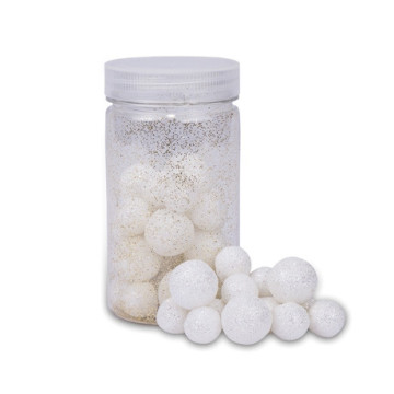 Lot de 70 Boules Noël polystyrène Pailleté Blanc