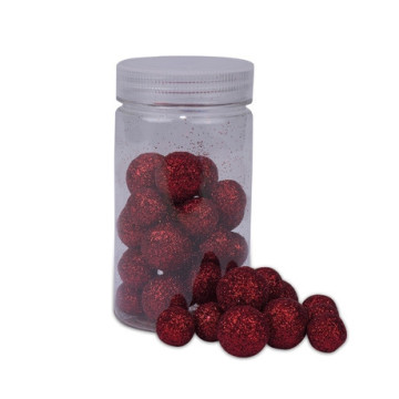 Lot de 70 Boules Noël polystyrène Pailleté Rouge