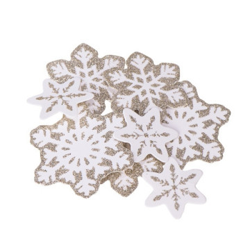 Lot de 80 confettis Noël flocons dorés D 3,5 cm