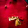 Lot de 6 Nœuds de Noël adhésifs  velours rouge et or 7 cm