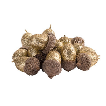 Lot de 15 glands Noël  Pailleté or 3 cm