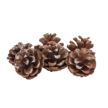 Lot de 6 Pommes de pin Noël Pailleté Cuivre 4 cm