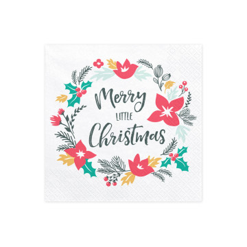 Lot de 20 Serviettes Merry Christmas en papier