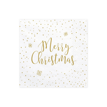 Lot de 20 Serviettes Merry Christmas or en papier