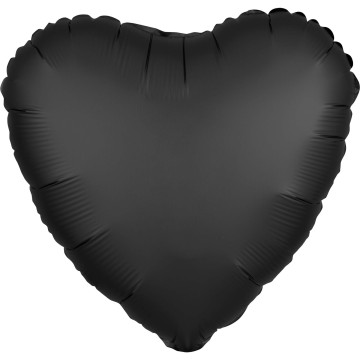 Ballon coeur satin luxe noir 43 cm