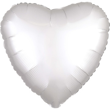 Ballon coeur satin luxe blanc 43 cm