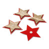 Lot de 4 étoiles de Noël en bois à  pois adhésives 8 cm