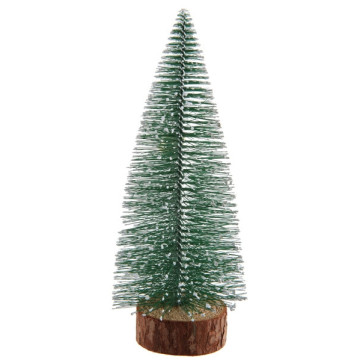 Sapin de Noël enneigé sur socle bois 4,5 x 16 cm