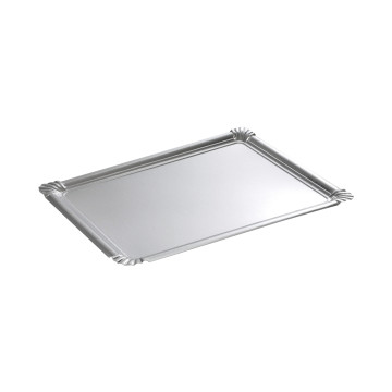 Lot de 5 plateaux rectangulaires jetables argent