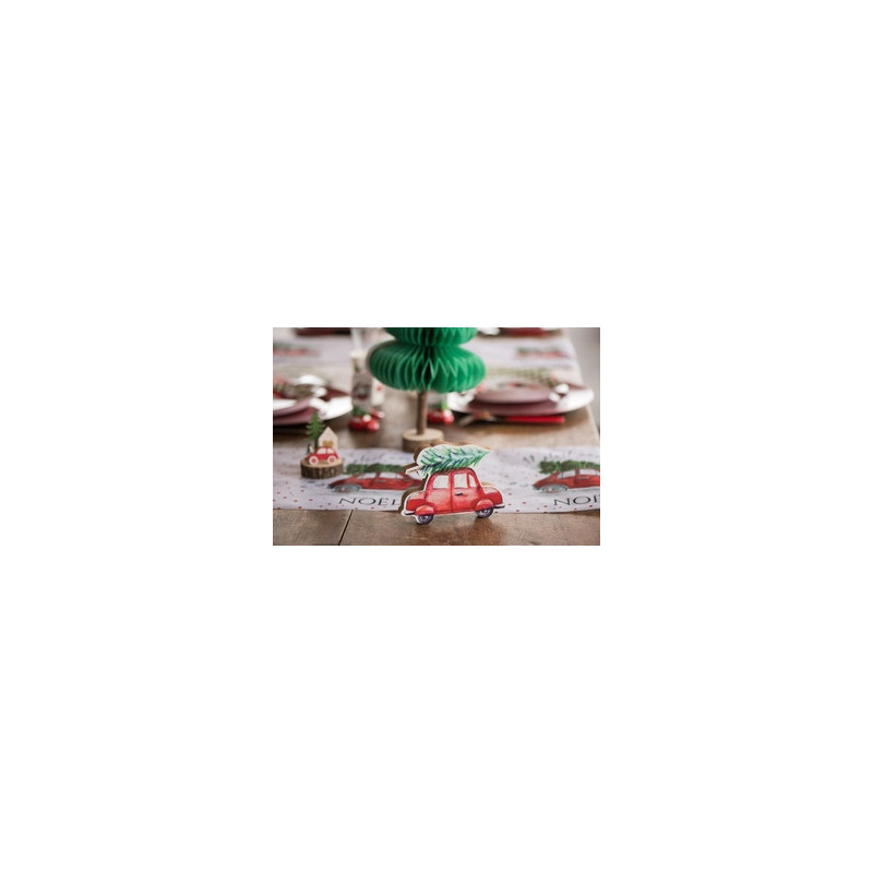 Nordique, figurines père noël, socle en bois
