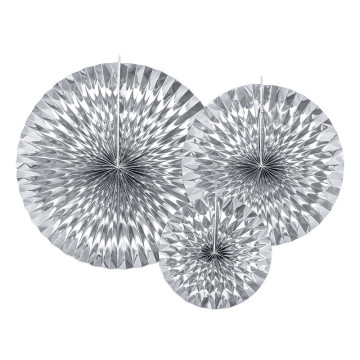 Lot de 3 Rosettes argent 23,32,40 cm