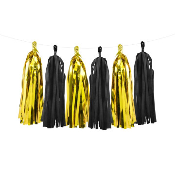 Guirlande tassel noir et or x 12