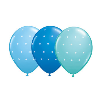 Lot de 6 ballons polka Ă pois bleu