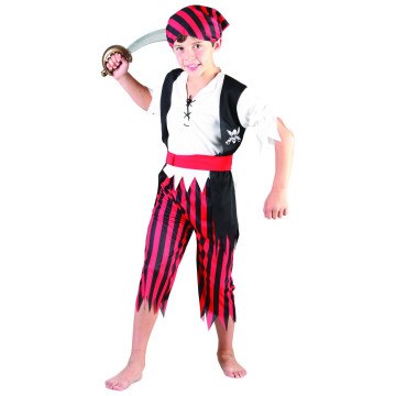 Déguisement Pirate garçon rayures noires et rouges