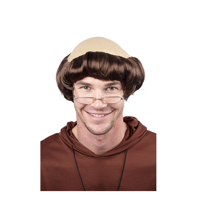 Perruque Moine Homme Gris Avec Tonsure - Unisexe Adulte | Déguisement Cosplay