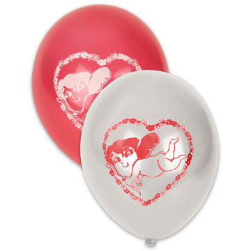 10 Ballons de 30 cm blancs et rouges de saint valentin