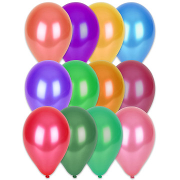 Lot de 100 ballons latex metallique multicolore