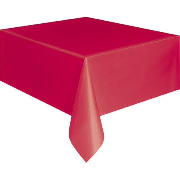 Nappe de 137 x 274 cm rouge en plastique et rectangulaire