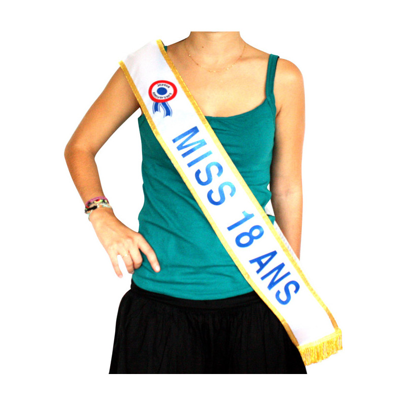 Kit Anniversaire Miss 18 ans - Echarpe Tricolore + Couronne +