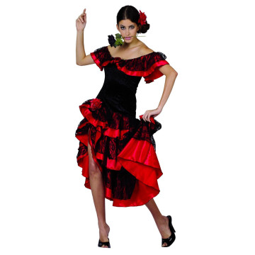 Déguisement de femme danseuse de flamenco rouge et noir