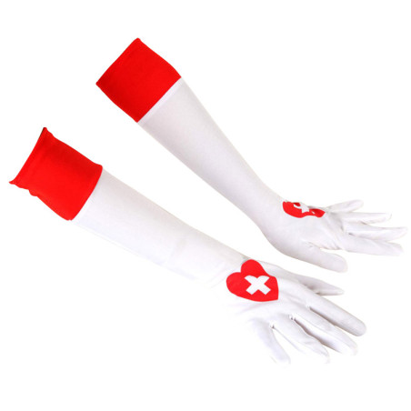 Gants adulte long blanc de infirmière