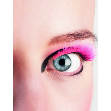 Faux-cils rose fluo adulte court