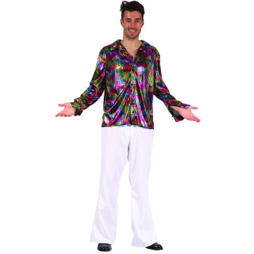 Chemise Disco Arc-en-ciel Homme - années 70