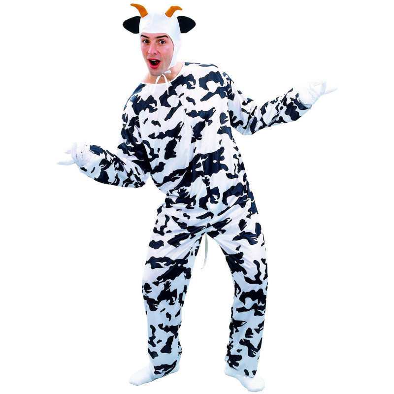 Widmann Costume De Vache Pour Femme – Combinaison Noire Et Blanche Avec Tétines, Chapeau Masqué – Taille L – Carnaval