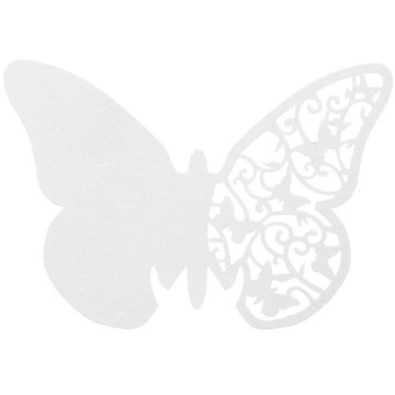 10 Marque-places 10 x 6,5 cm papillons à dentelles blancs