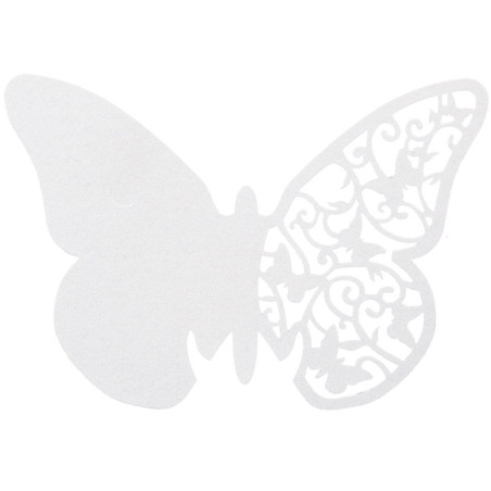 10 Marque-places 10 x 6,5 cm papillons à dentelles blancs