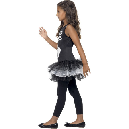 Déguisement squelette enfant noir et blanc (costume, cape avec