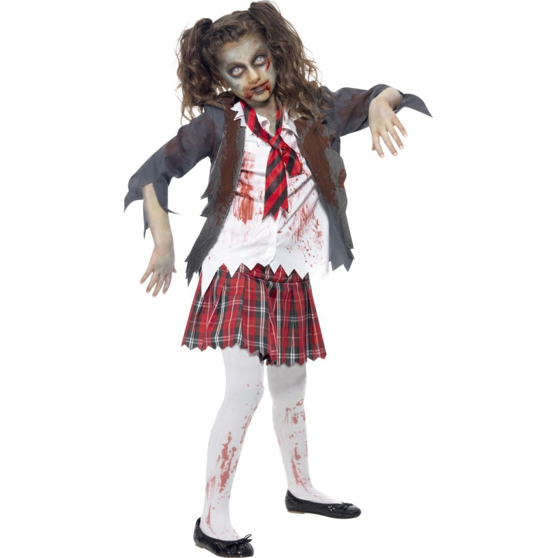 Vente déguisement enfant princesse zombie halloween ensanglanté fille