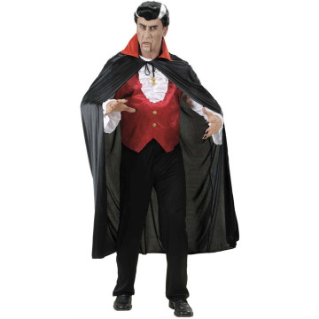 Cape de vampire halloween adulte avec col rouge