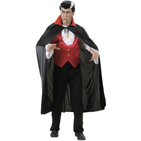 Cape de vampire halloween adulte avec col rouge