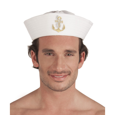 Chapeau marin avec ancre dorée adulte Chapeau marin avec ancre dorée adulte