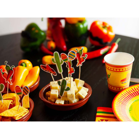 Pics à cocktail Fiesta mexicaine Halloween modèles assortis 7 cm