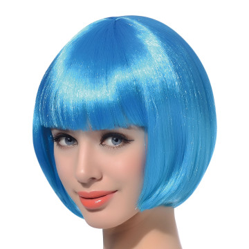 Perruque courte cabaret pour femme aqua bleu