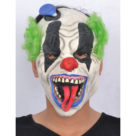 Masque Clown horreur en latex avec cheveux Halloween