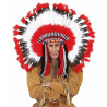 Coiffe d'indien grand chef luxe noire et rouge