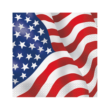 16 Serviettes en papier drapeau USA